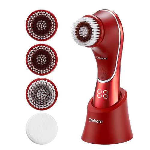 Cepillo Limpiador Facial Eléctrico, Exfoliante Recargable IPX-7 a Prueba de Agua con 4 Cabezales de Cepillo