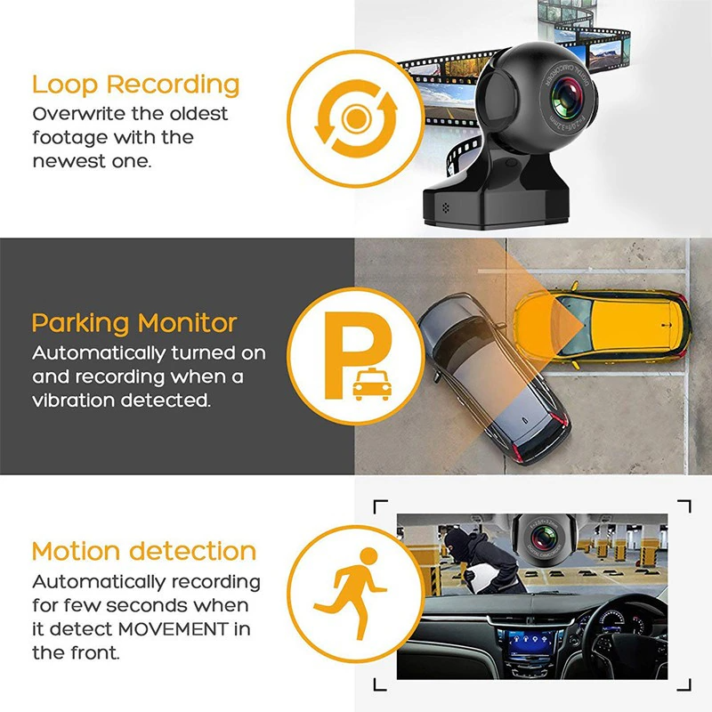 Cámara para Coche 170° WiFi Dash Cam Recorder HD 1080P DVR Vehicular con Sensor G
