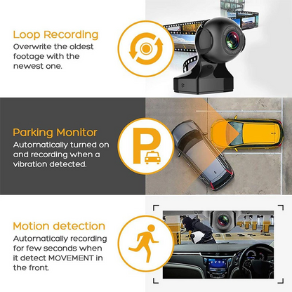Cámara para Coche 170° WiFi Dash Cam Recorder HD 1080P DVR Vehicular con Sensor G