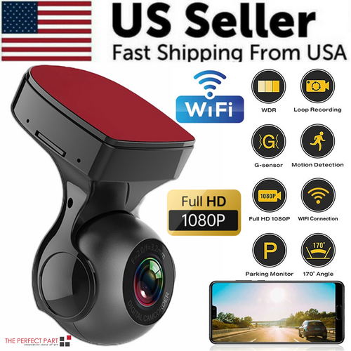 Cámara para Coche 170° WiFi Dash Cam Recorder HD 1080P DVR Vehicular con Sensor G