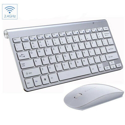 Conjunto de Teclado y Ratón Inalámbricos Mini a Prueba de Agua 2.4G para Mac Apple PC Computadora