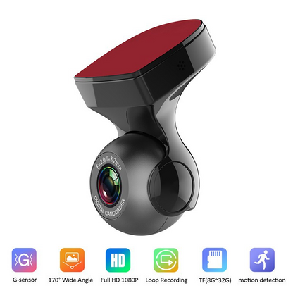 Cámara para Coche 170° WiFi Dash Cam Recorder HD 1080P DVR Vehicular con Sensor G