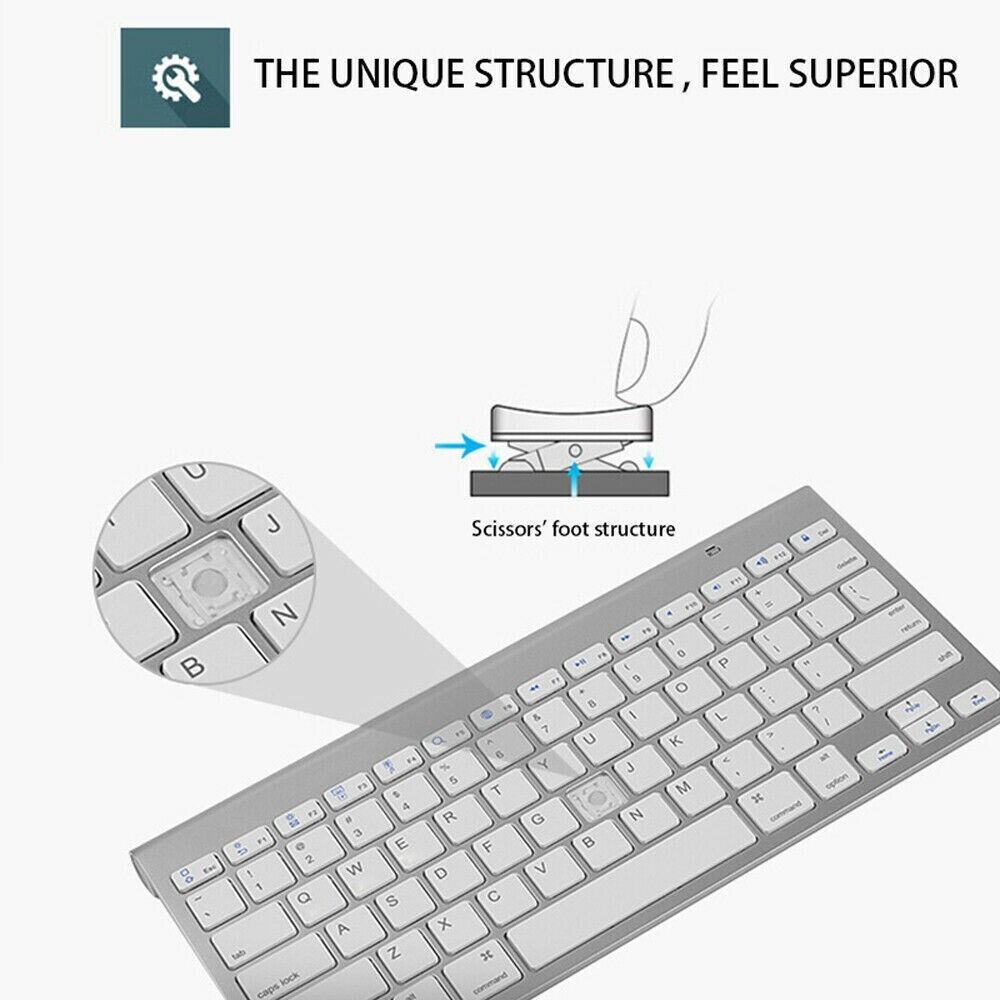 Conjunto de Teclado y Ratón Inalámbricos Mini a Prueba de Agua 2.4G para Mac Apple PC Computadora