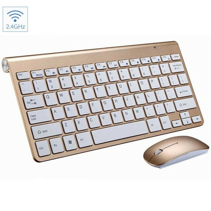 Conjunto de Teclado y Ratón Inalámbricos Mini a Prueba de Agua 2.4G para Mac Apple PC Computadora