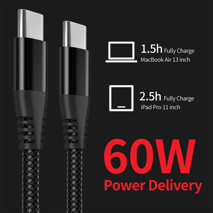 Cable trenzado USB C Tipo-C de carga rápida sincronización de datos cargador cable de 3/6/10FT Lote